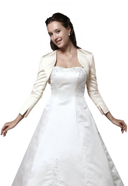 HBH Brautmoden Brautkleid Bolero Jacke mit 7/8 Ärmeln,Gr.34-Gr.58, weiß u. Ivory